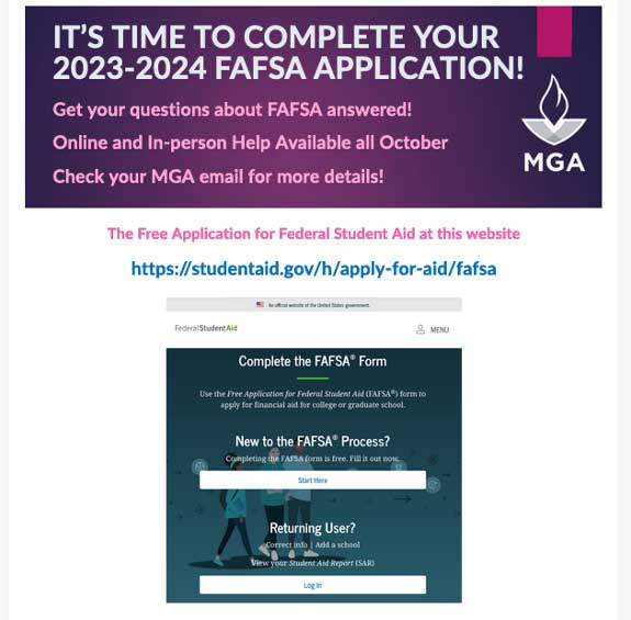FAFSA app flyer.